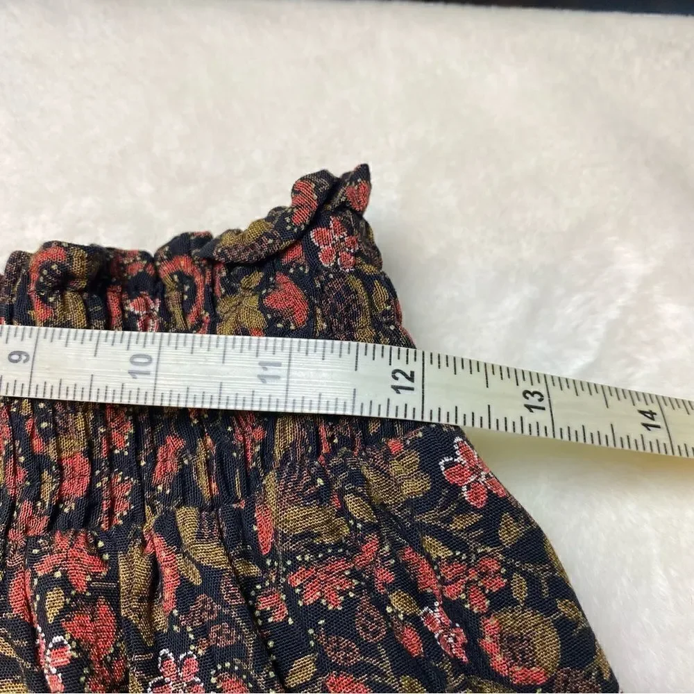 Fortina Vintage Floral Design Black Red Boho Skirt Size Medium - Picture 10 of 11